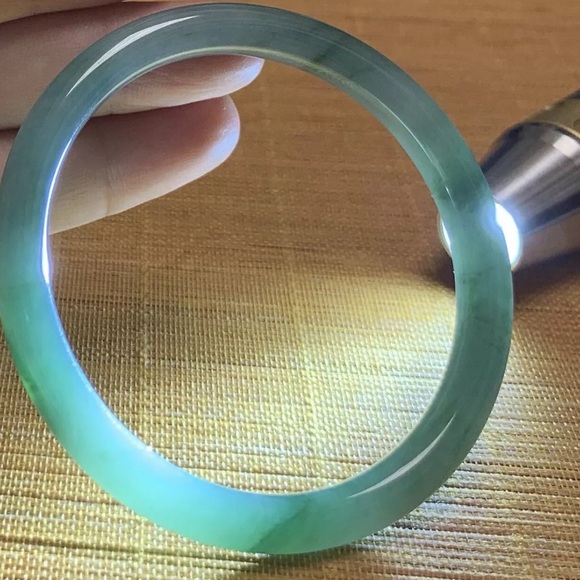 VINTAGE Medium Jadeite Jade Bangle Certified Size 58mm Round Princess Cut G507 - Picture 6 of 8